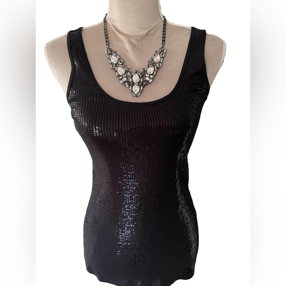 Express Black Sequin Tank - Picture 1 of 9